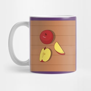 Whole and Sliced Apple on Wooden Table Mug